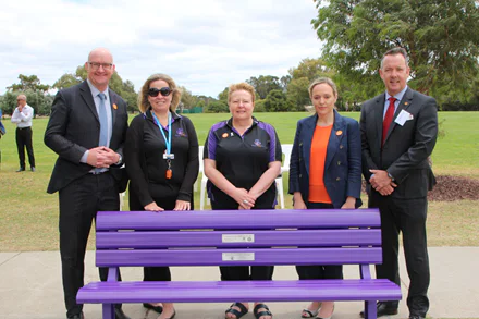 Purple bench unveiled to honour victims of domestic and family violence
