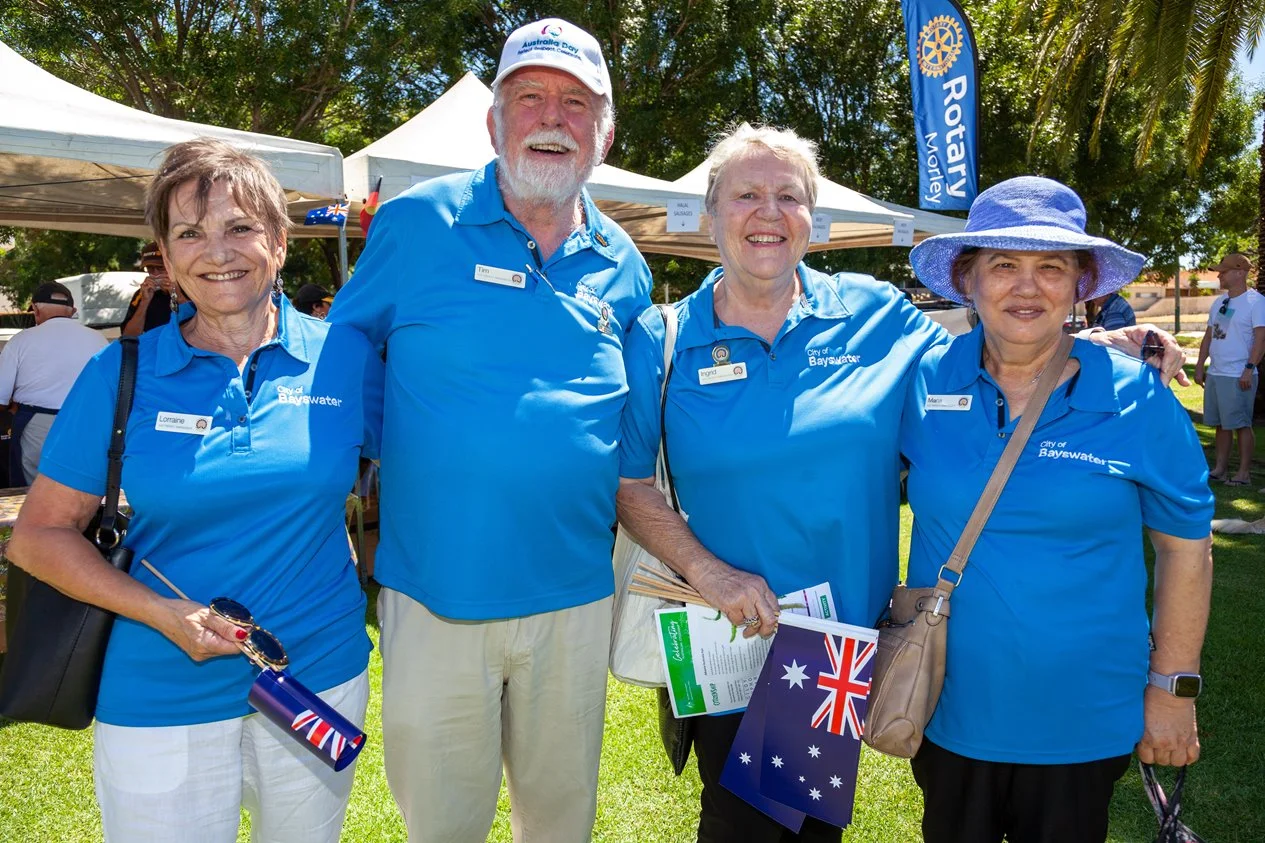 Age Friendly Ambassadors Maria, Tim, Ingrid and Lorraine enjoying the City's Community BBQ.