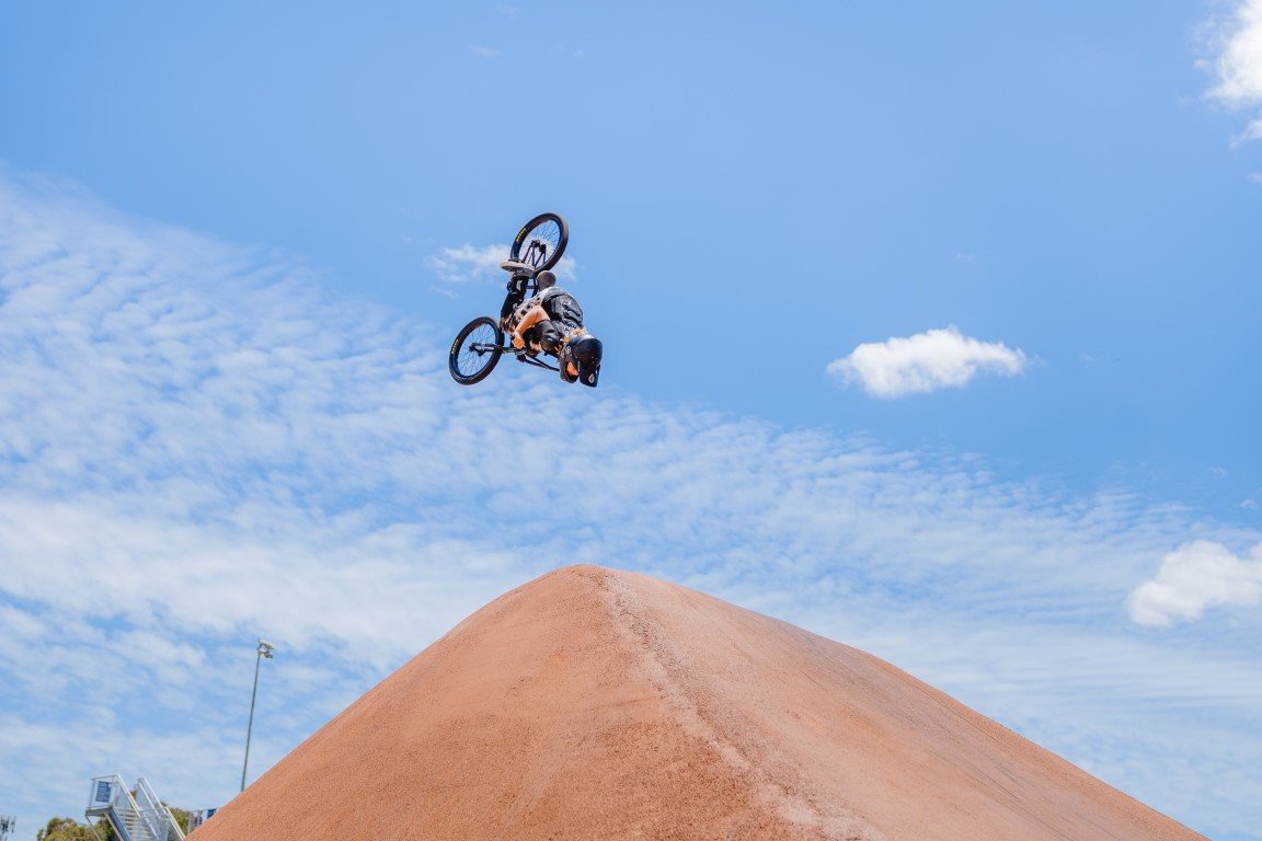 BMX rider on the jumps